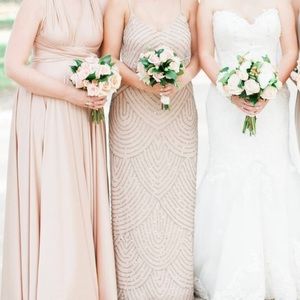 Adrianna Pappel Art Deco blouson gown taupe/pink